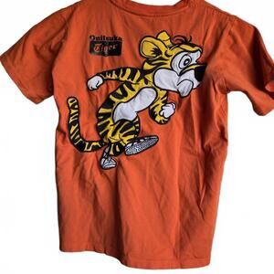 Onitsuka Tiger Orange EMBROIDERED STREETWEAR T-Shirt Running Tiger SMALL RARE